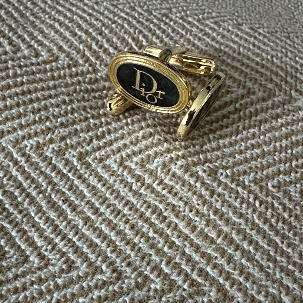 Dior Black and Gold Logo cuff links